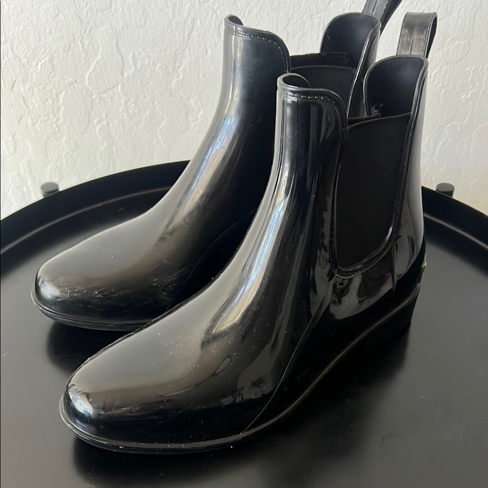 Lauren Ralph Lauren Black Chelsea style Rain Boots High Gloss